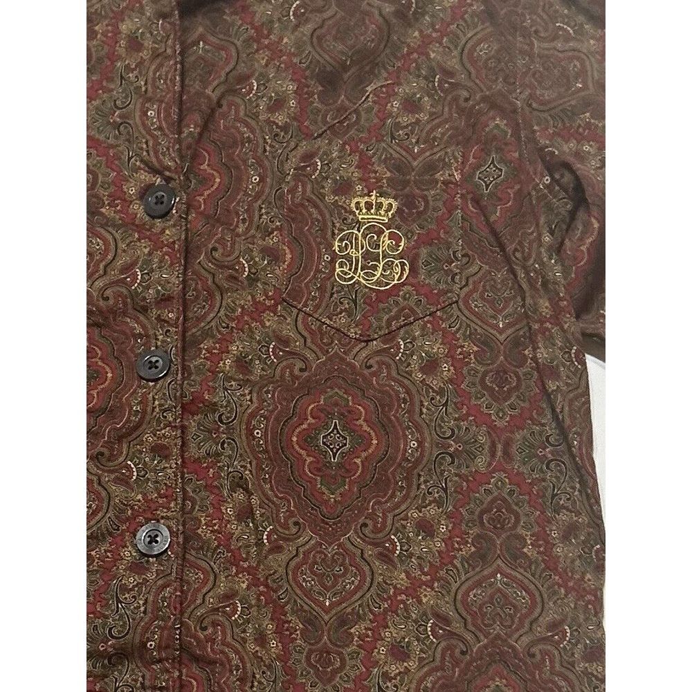 Lauren Ralph Lauren Shirt Womens Petite Small Paisley Leisure Pajama Embroidery - Picture 5 of 9